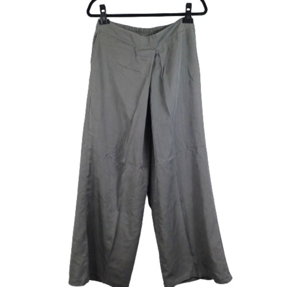 Women's Fair En Del Grey Green Wide Leg Palazzo Flowy Boho Pants Size M